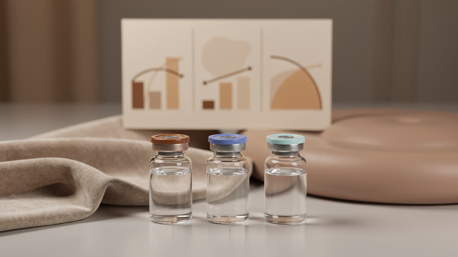 Vials and a comparison chart representing GLP-1, dual agonist, and growth hormone axis peptides studied for fat loss outcomes.