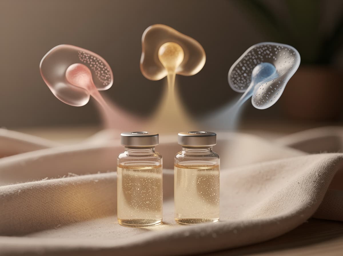 Illustrasjon av to ukentlige injiserbare peptider satt opp mot tre metabolske hormonreseptorer