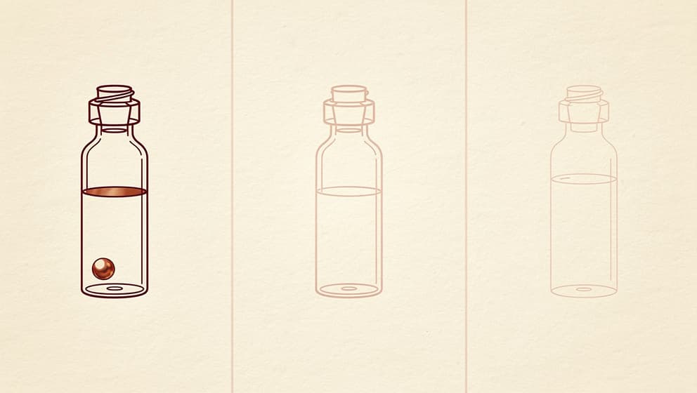 Editorial line-art diagram of three vertical zones representing peptide therapy categories on cream background, with copper regulatory accent connecting them